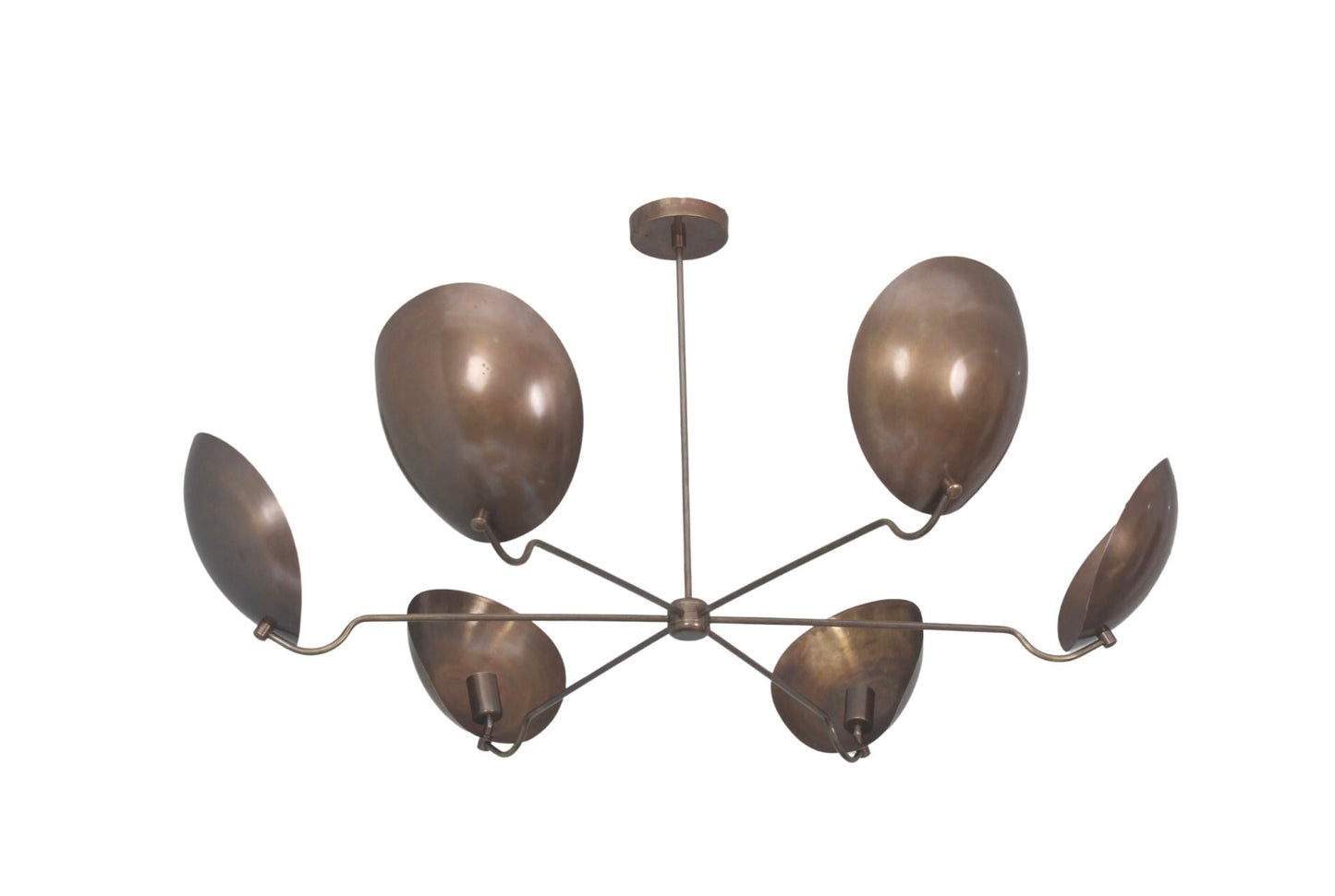 6 Light Curved Shades Pendant Mid Century Modern Raw Brass Sputnik chandelier light Fixture