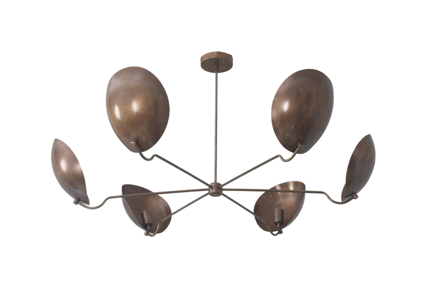 6 Light Curved Shades Pendant Mid Century Modern Raw Brass Sputnik chandelier light Fixture