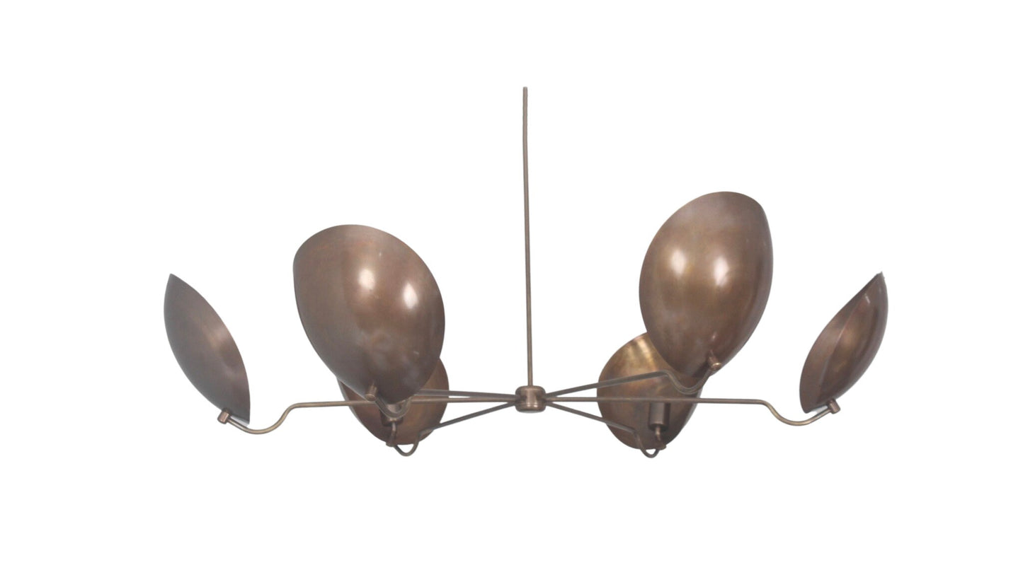 6 Light Curved Shades Pendant Mid Century Modern Raw Brass Sputnik chandelier light Fixture