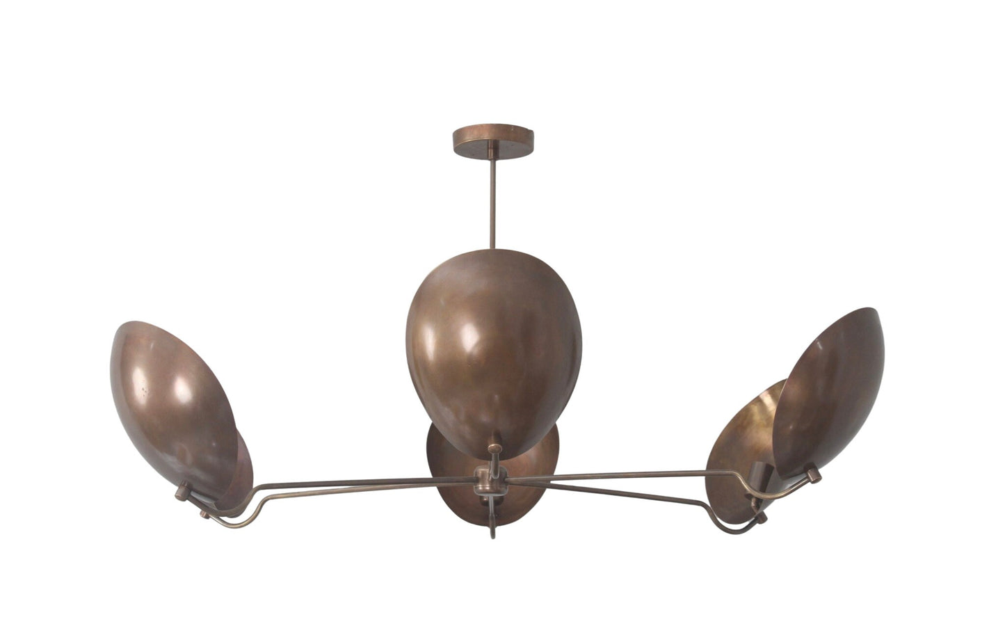 6 Light Curved Shades Pendant Mid Century Modern Raw Brass Sputnik chandelier light Fixture