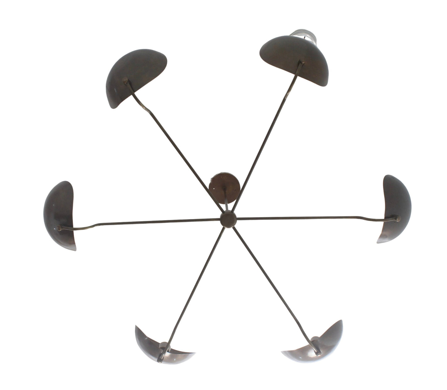 6 Light Curved Shades Pendant Mid Century Modern Raw Brass Sputnik chandelier light Fixture