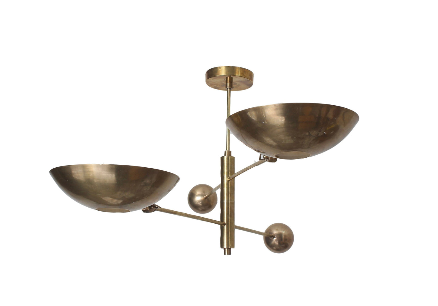 2 Light Pendant Mid Century Modern Raw Brass Sputnik chandelier light Fixture