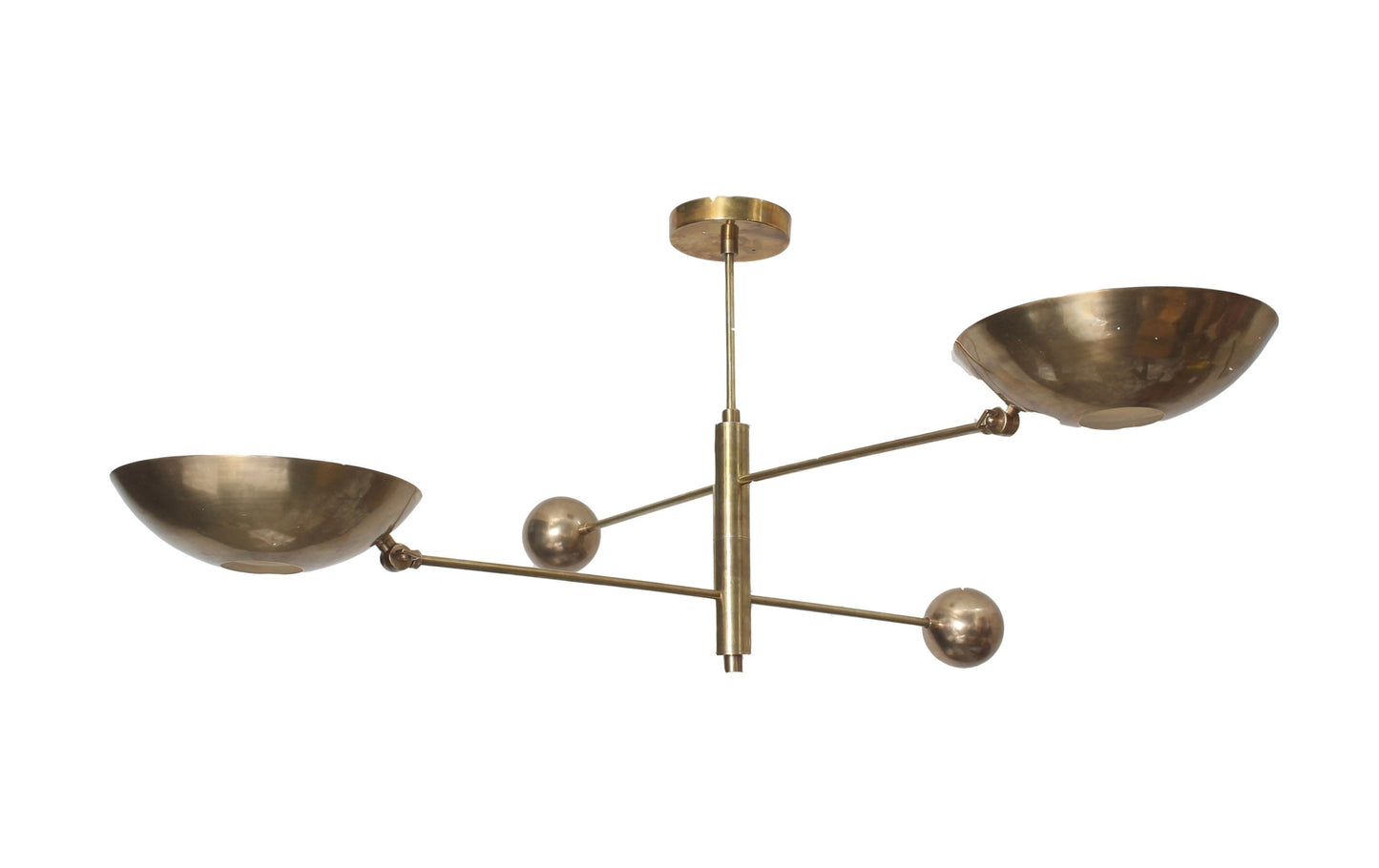 2 Light Pendant Mid Century Modern Raw Brass Sputnik chandelier light Fixture