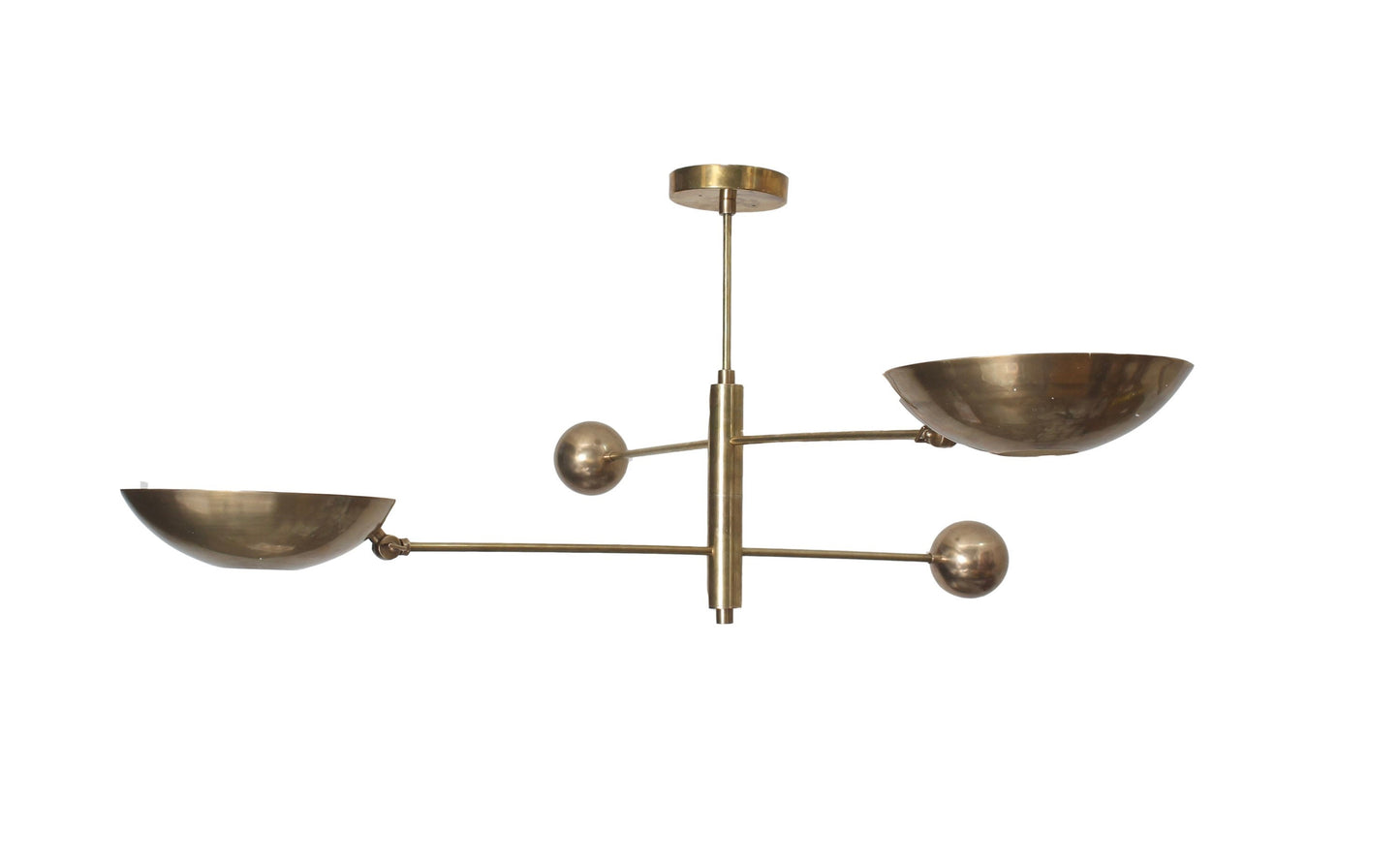 2 Light Pendant Mid Century Modern Raw Brass Sputnik chandelier light Fixture