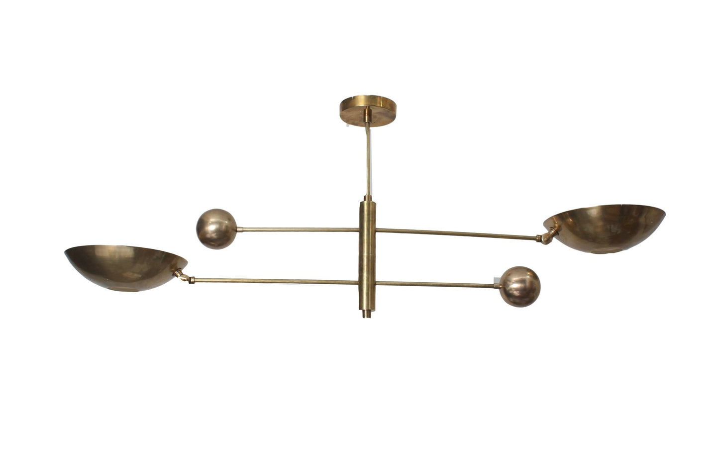 2 Light Pendant Mid Century Modern Raw Brass Sputnik chandelier light Fixture