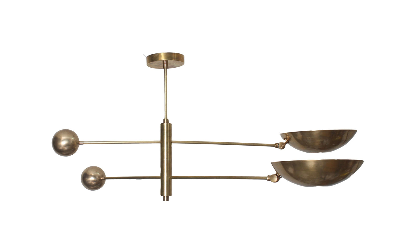 2 Light Pendant Mid Century Modern Raw Brass Sputnik chandelier light Fixture