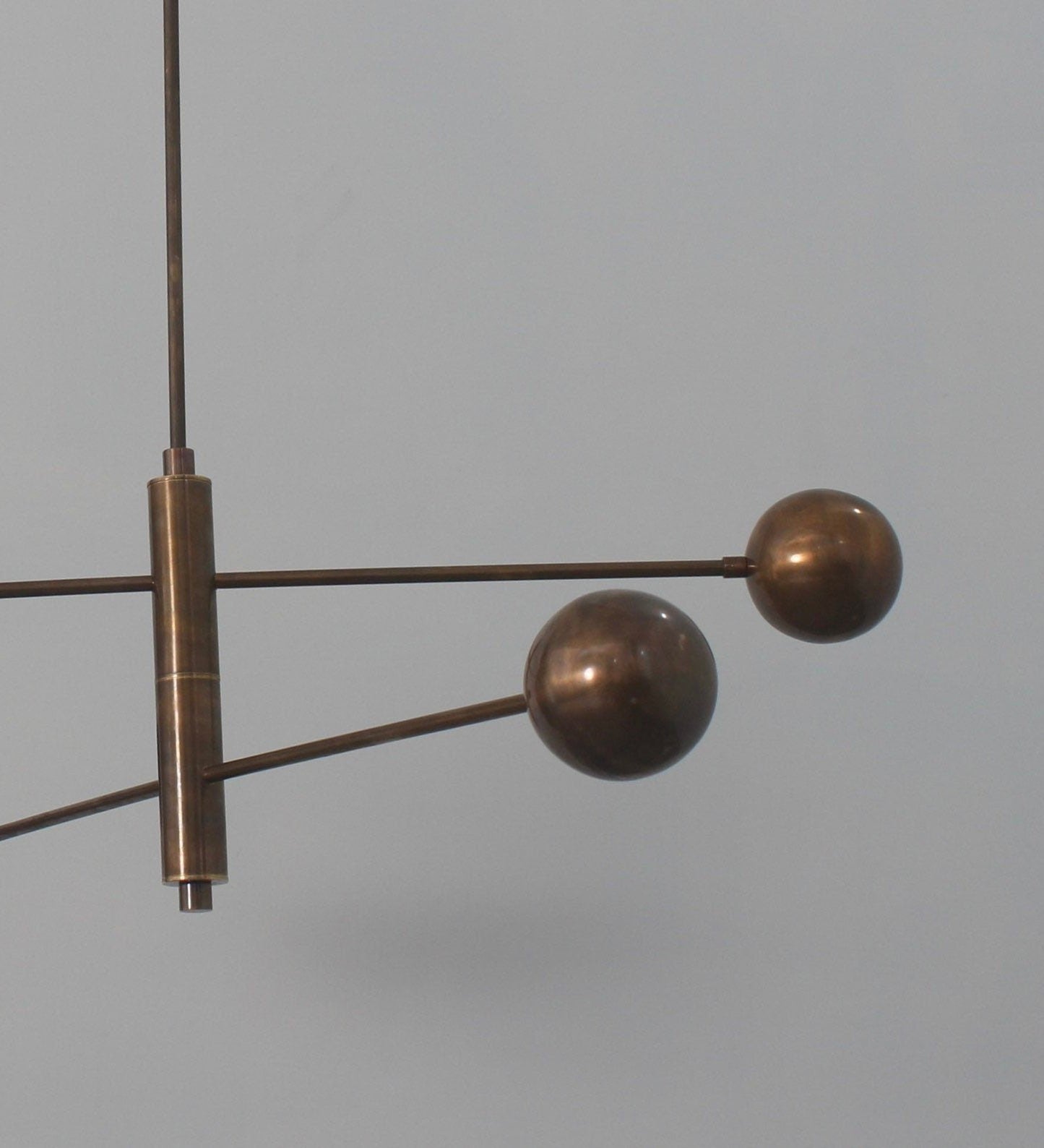 2 Light Curved Pendant Mid Century Modern Raw Brass Sputnik chandelier light Fixture