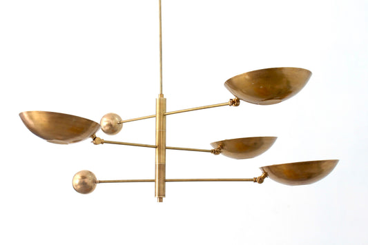 4 Light Pendant Mid Century Modern Raw Brass Sputnik chandelier light Fixture