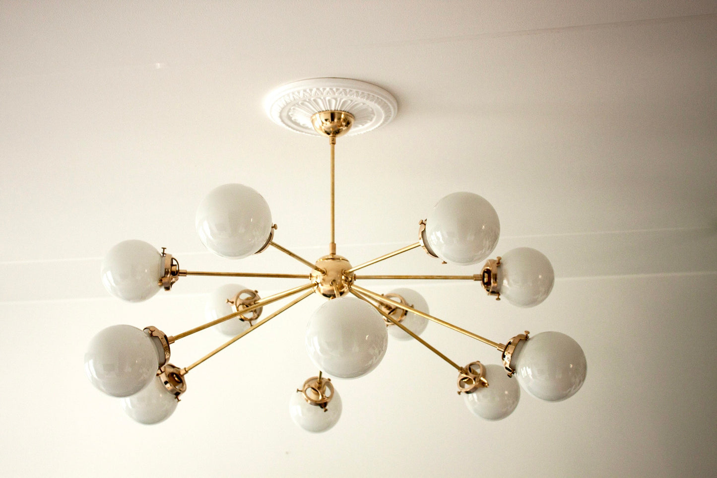 12 Light Globe Mid Century Brass Sputnik chandelier light Fixture