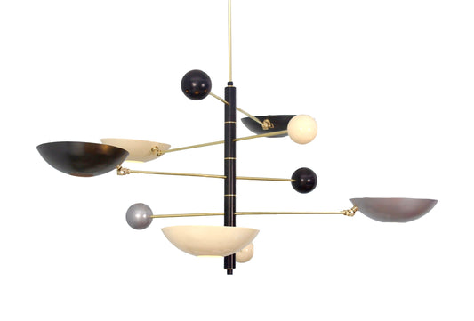 5 Light Pendant Mid Century Modern Raw Brass Sputnik chandelier light Fixture