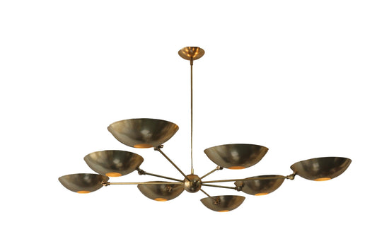 8 Light Pendant Mid Century Modern Raw Brass Sputnik chandelier light Fixture