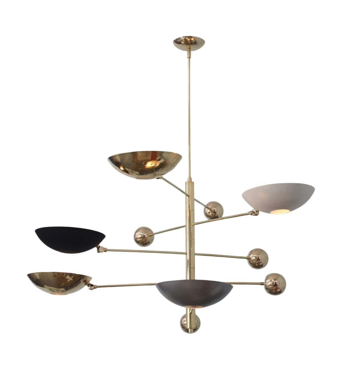 5 Light Pendant Mid Century Modern Raw Brass Sputnik chandelier light Fixture