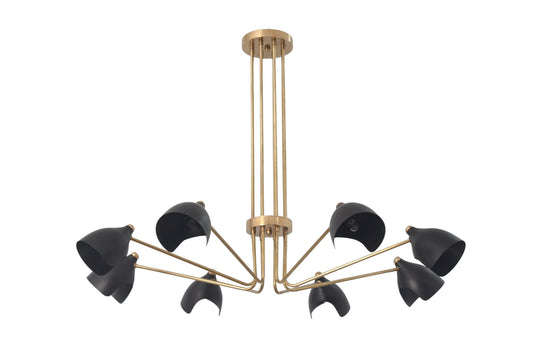 8 Armed Mid Century Brass Chandelier