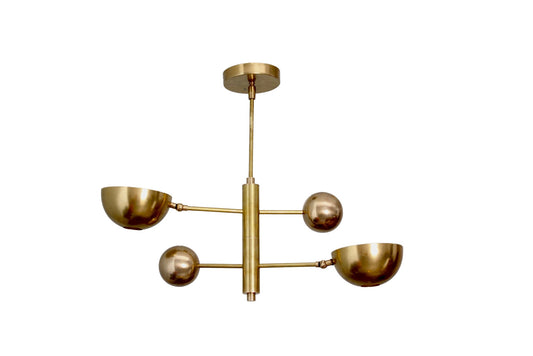 2 Light Small Pendant Mid Century Modern Raw Brass Sputnik chandelier light Fixture