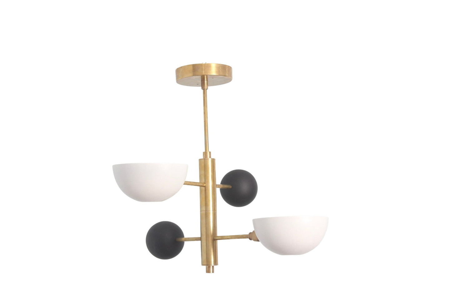 2 Light Small Pendant Mid Century Modern Raw Brass Sputnik chandelier light Fixture