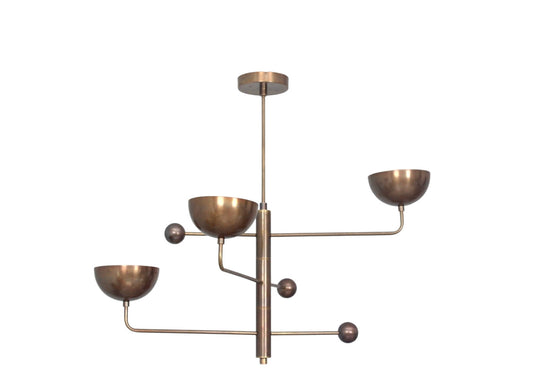 3 Light Mini Curved Pendant Mid Century Modern Raw Brass Sputnik chandelier light Fixture