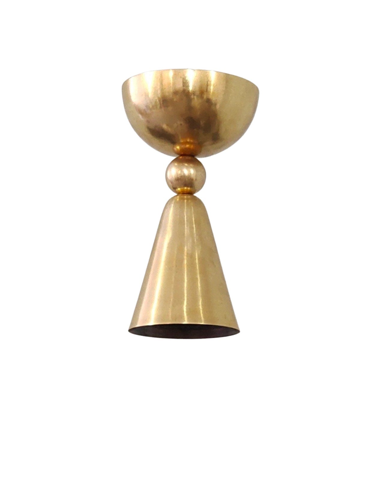 Industrial semi-flushed Brass light shade