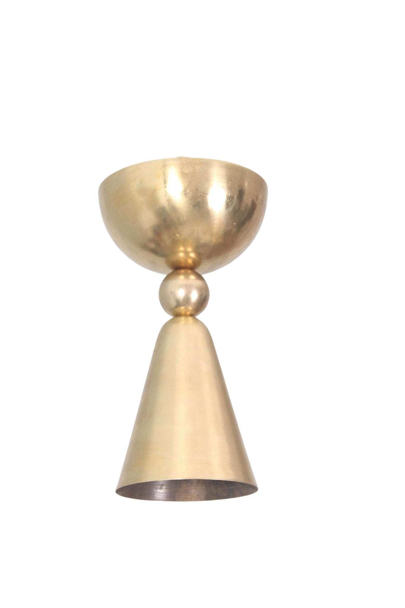 Industrial semi-flushed Brass light shade