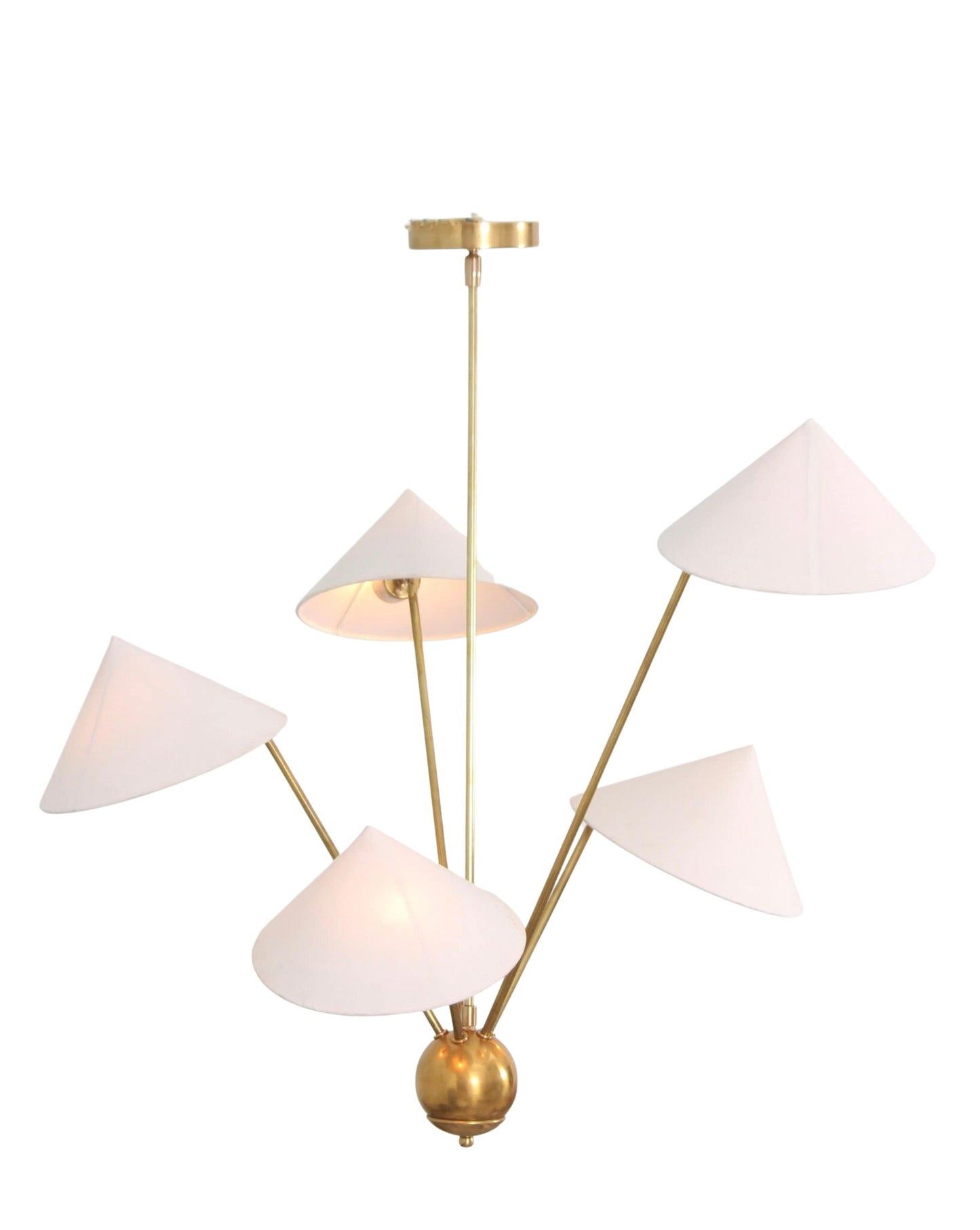 5 Light Art Deco Raw Brass chandelier light Fixture