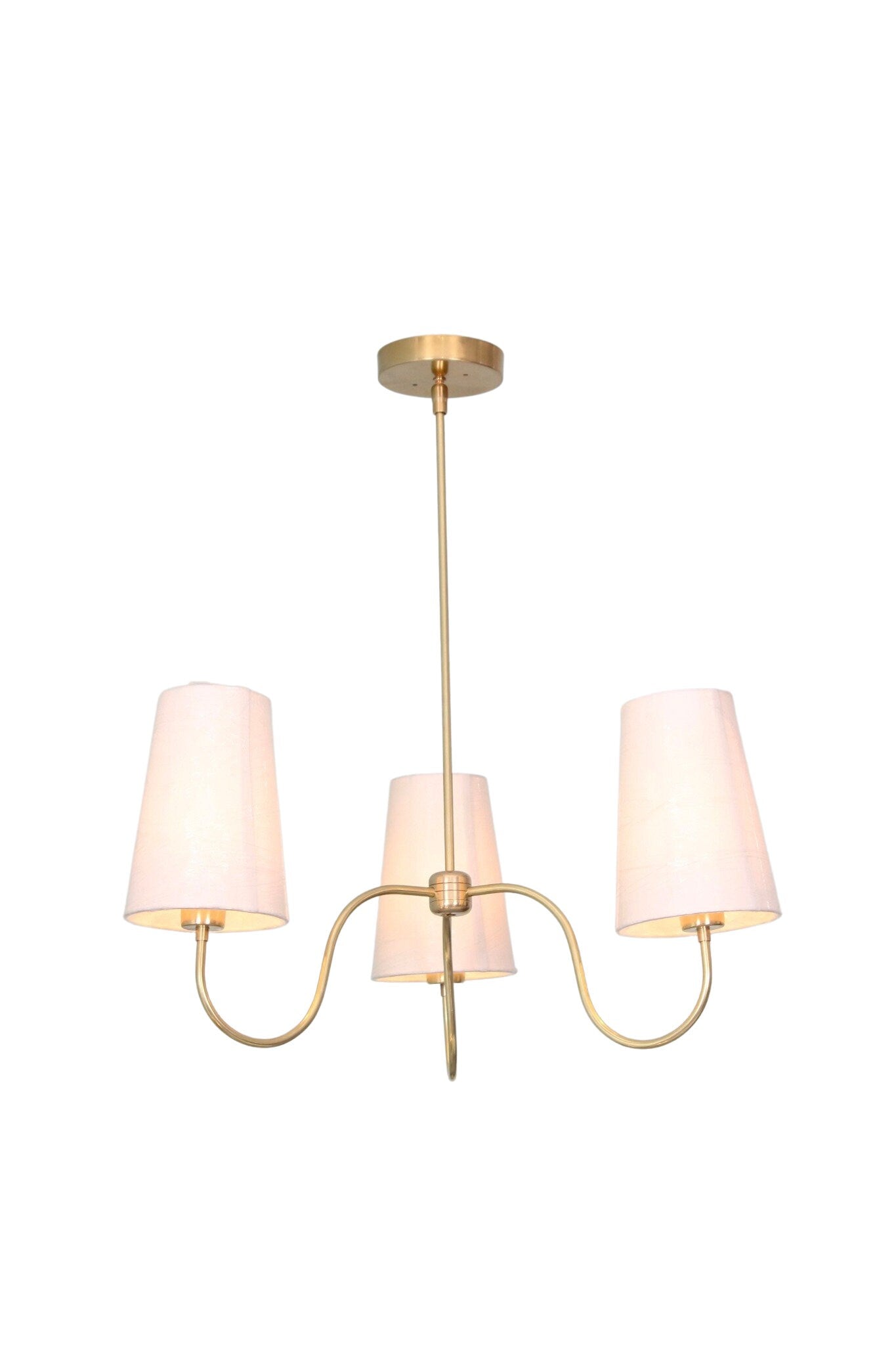 3 Light Art Deco Raw Brass chandelier light Fixture