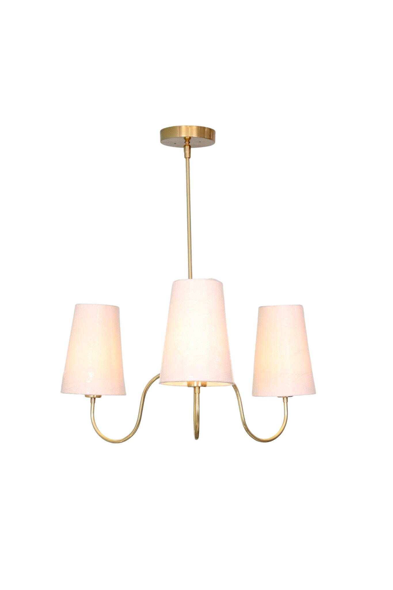 3 Light Art Deco Raw Brass chandelier light Fixture