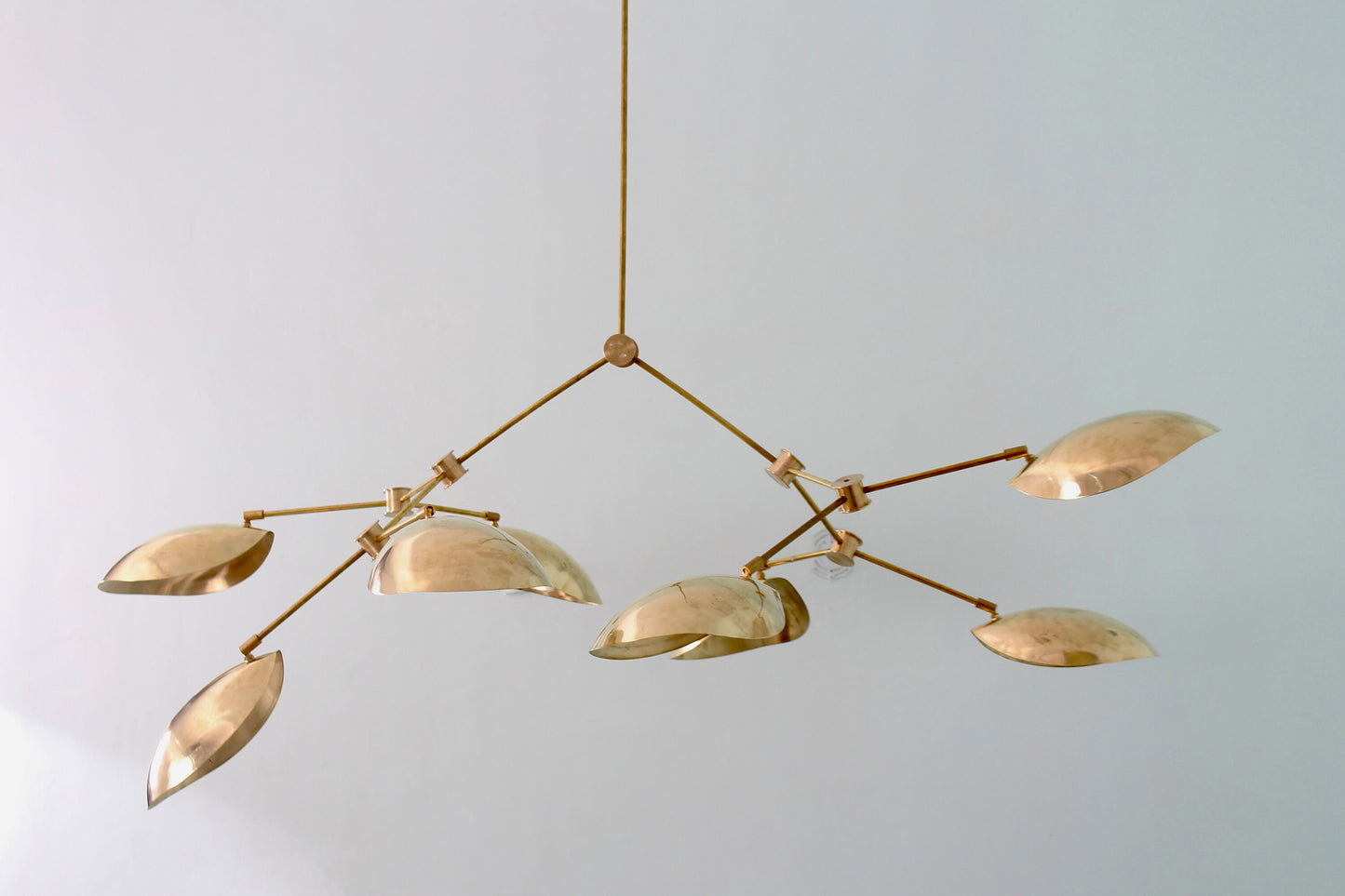 8-Shade Light Mid-Century Linear Brass Sputnik Chandelier Light Fixture