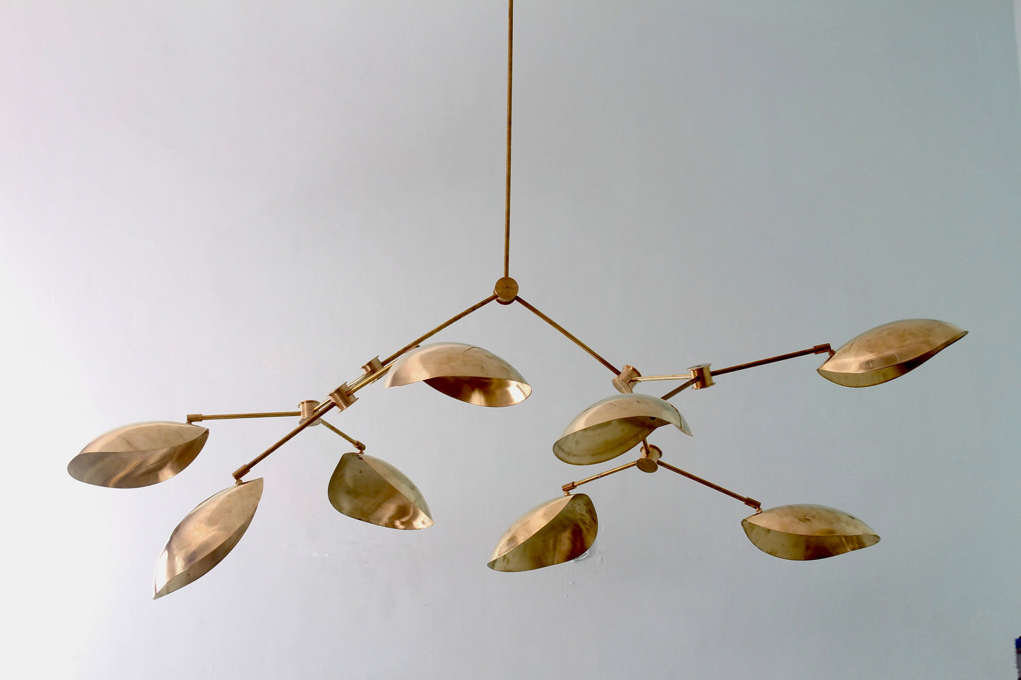 8-Shade Light Mid-Century Linear Brass Sputnik Chandelier Light Fixture