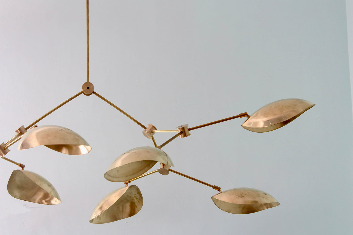 8-Shade Light Mid-Century Linear Brass Sputnik Chandelier Light Fixture