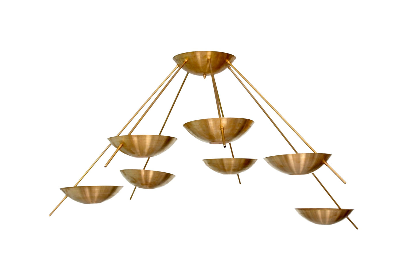 7 Light Dome Semi-flushed Mid Century Modern Raw Brass Sputnik chandelier light Fixture