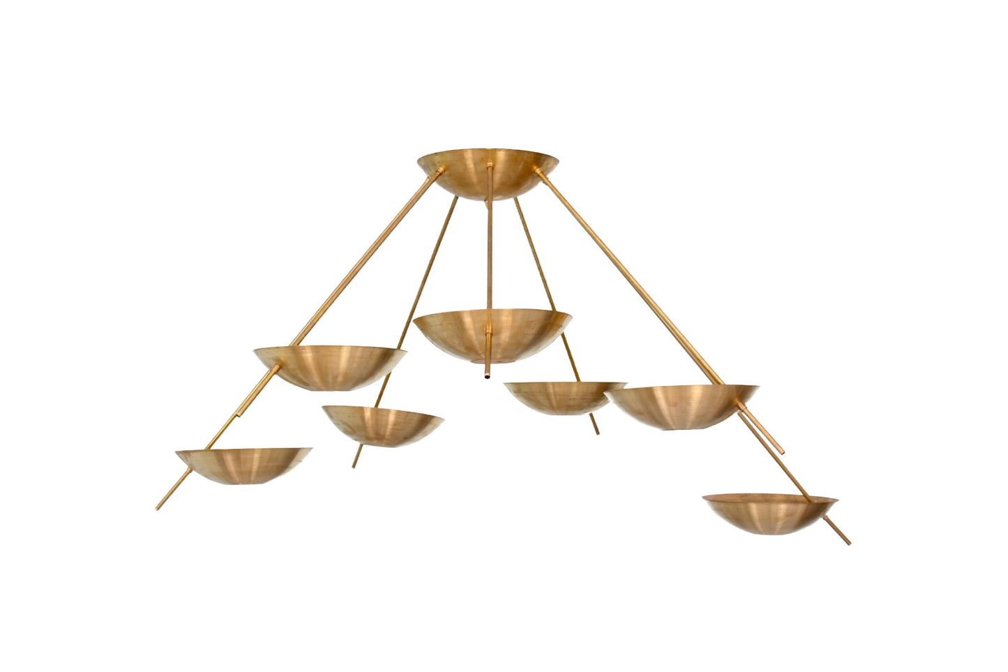 7 Light Dome Semi-flushed Mid Century Modern Raw Brass Sputnik chandelier light Fixture