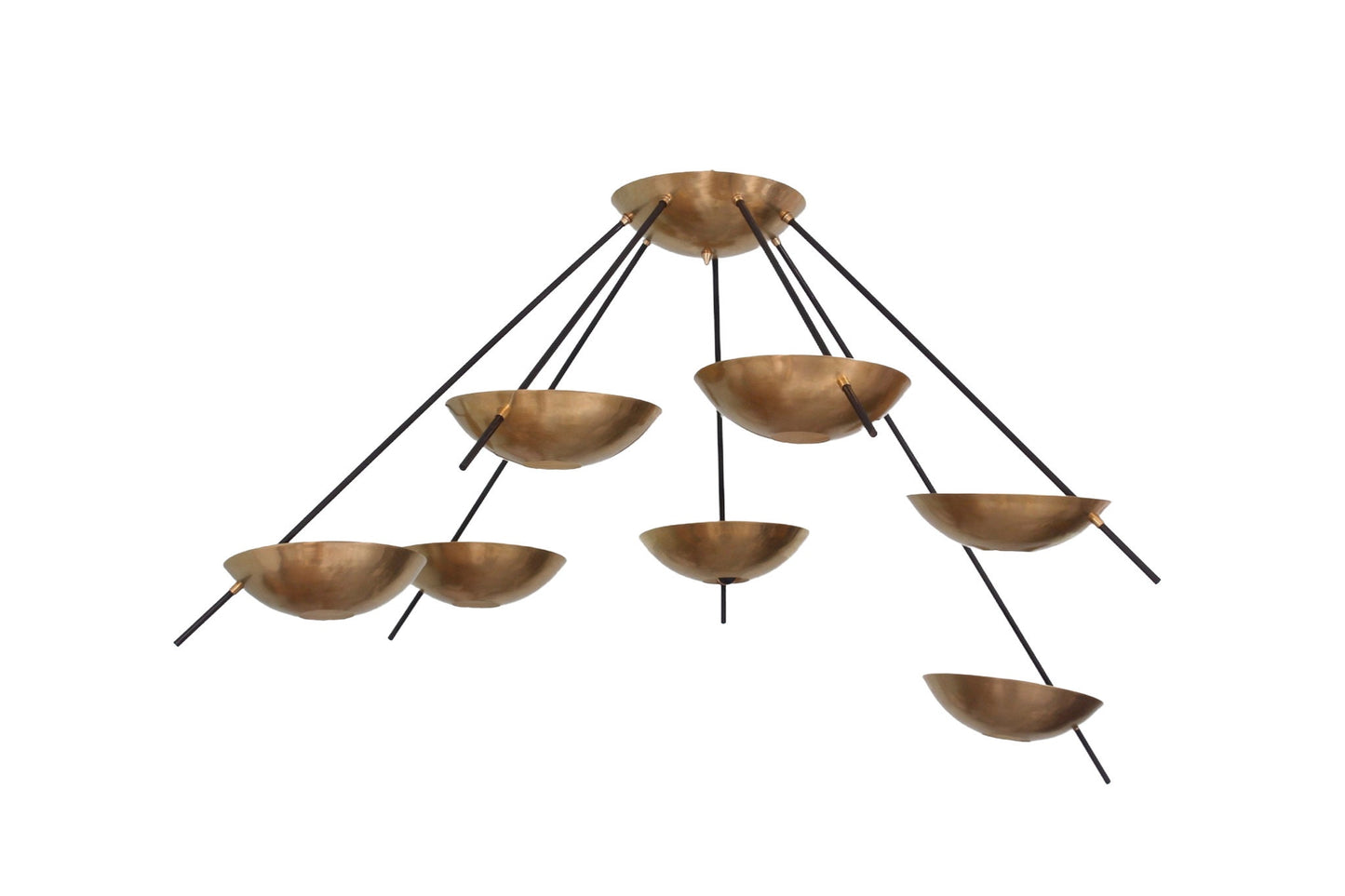 7 Light Dome Semi-flushed Mid Century Modern Raw Brass Sputnik chandelier light Fixture