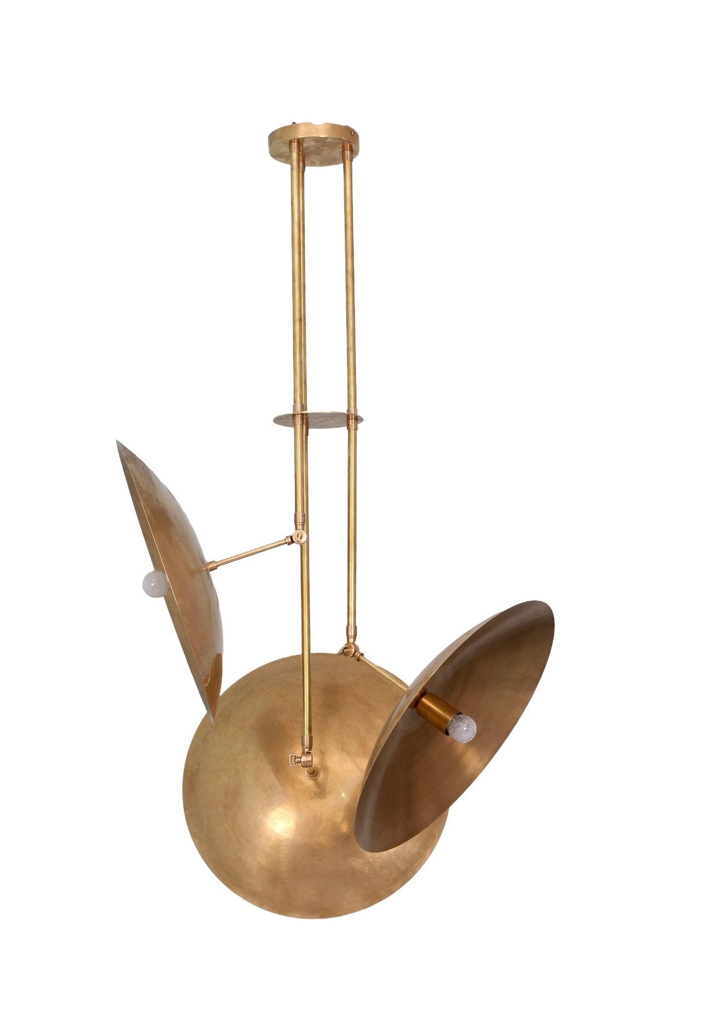 3 Light Domed Pendant Mid Century Modern Raw Brass Sputnik chandelier light Fixture