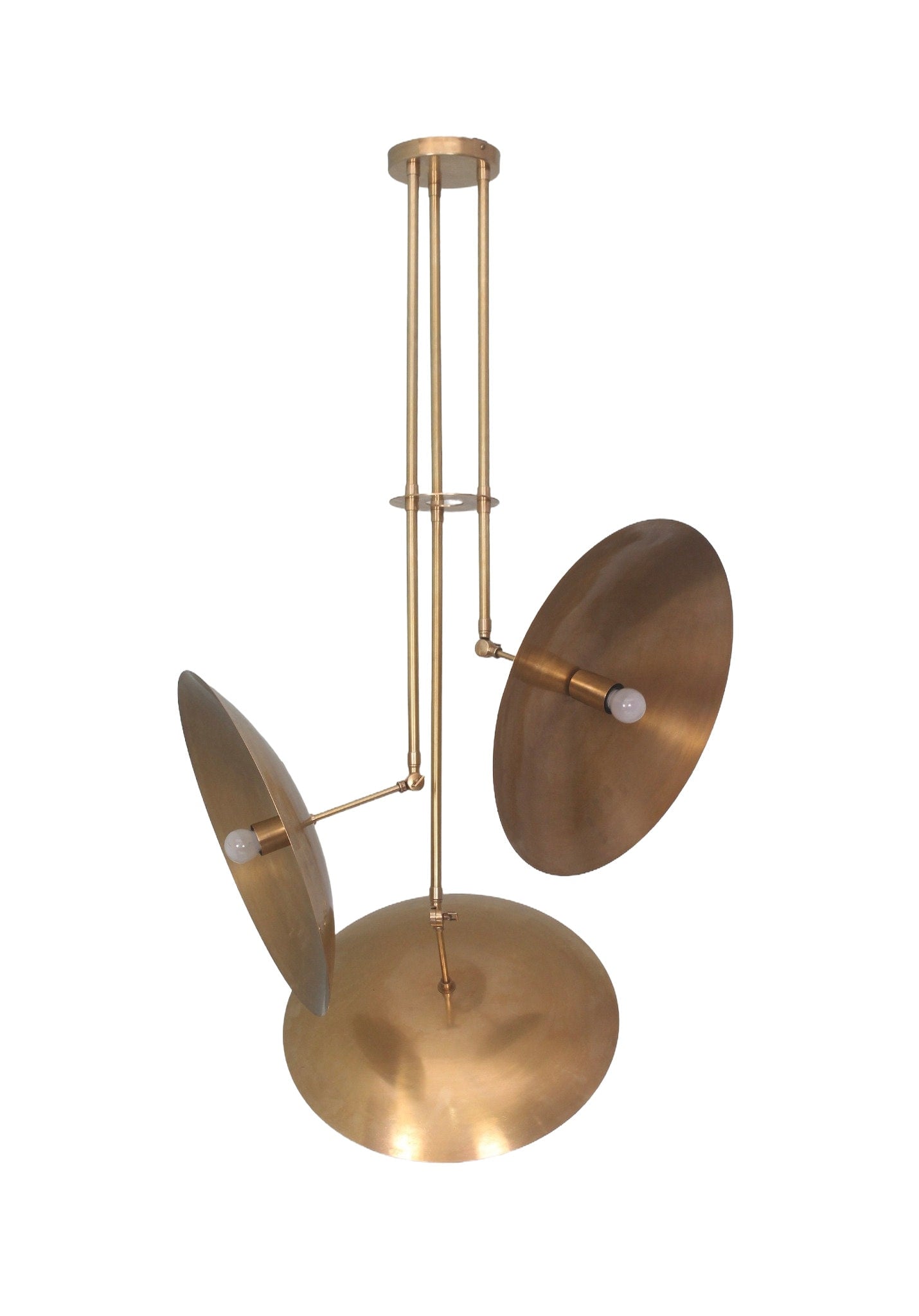 3 Light Domed Pendant Mid Century Modern Raw Brass Sputnik chandelier light Fixture