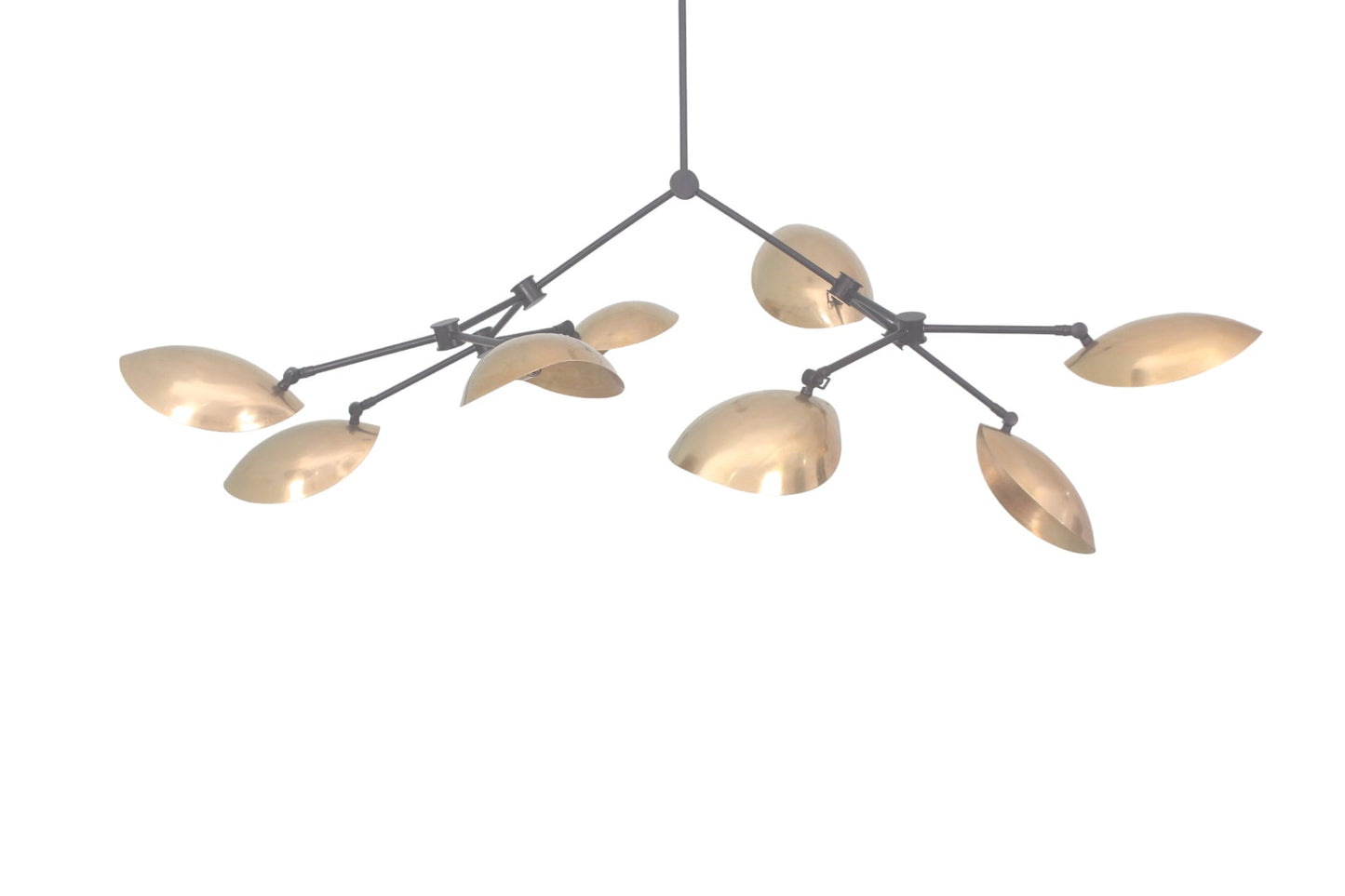 8-Shade Light Mid-Century Linear Brass Sputnik Chandelier Light Fixture