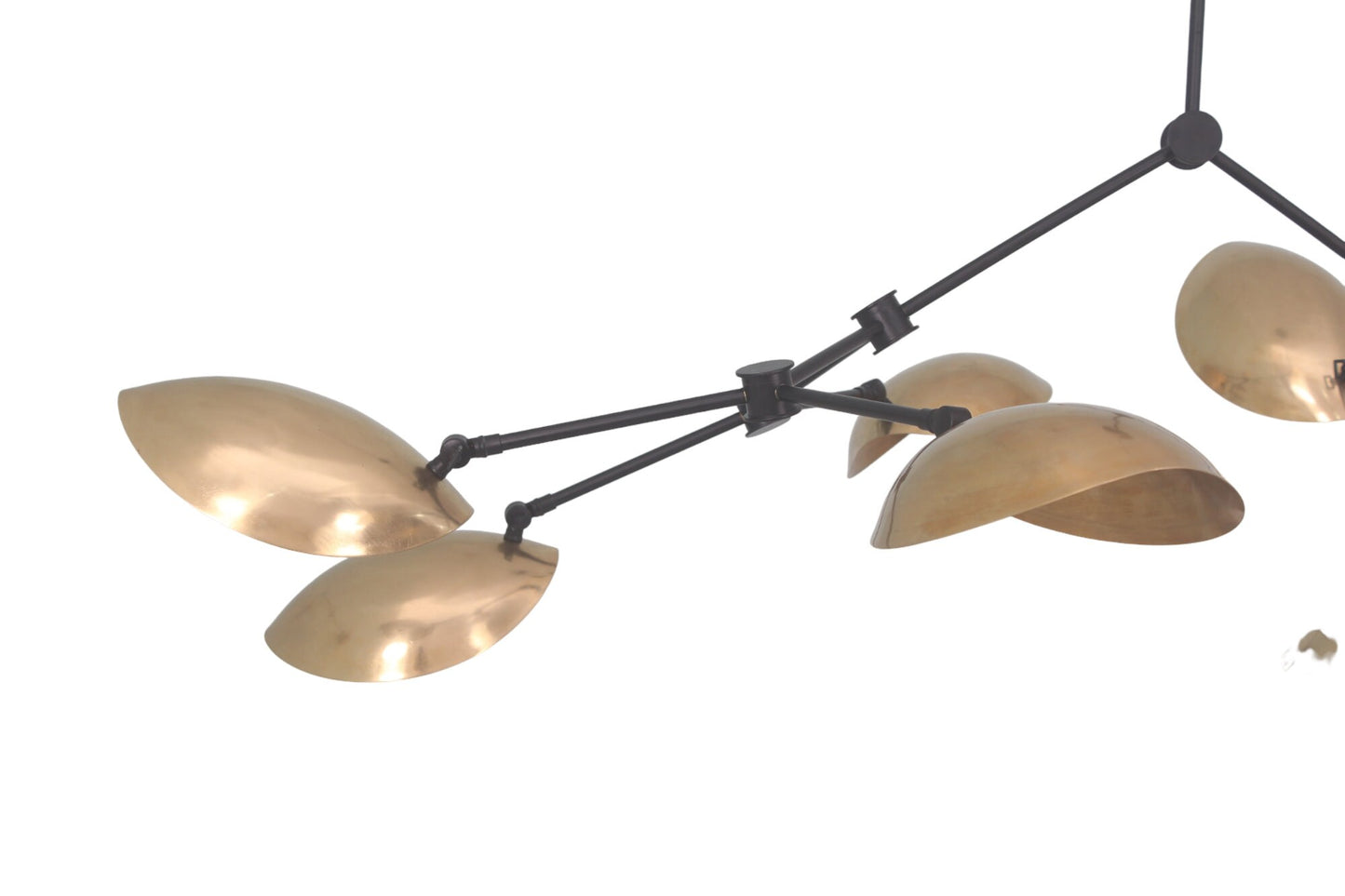 8-Shade Light Mid-Century Linear Brass Sputnik Chandelier Light Fixture