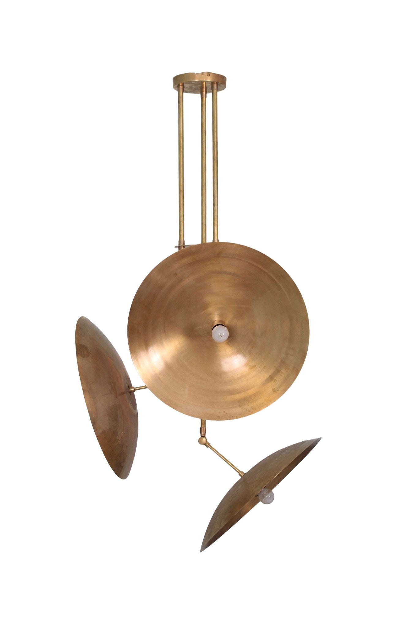 3 Light Domed Pendant Mid Century Modern Raw Brass Sputnik chandelier light Fixture