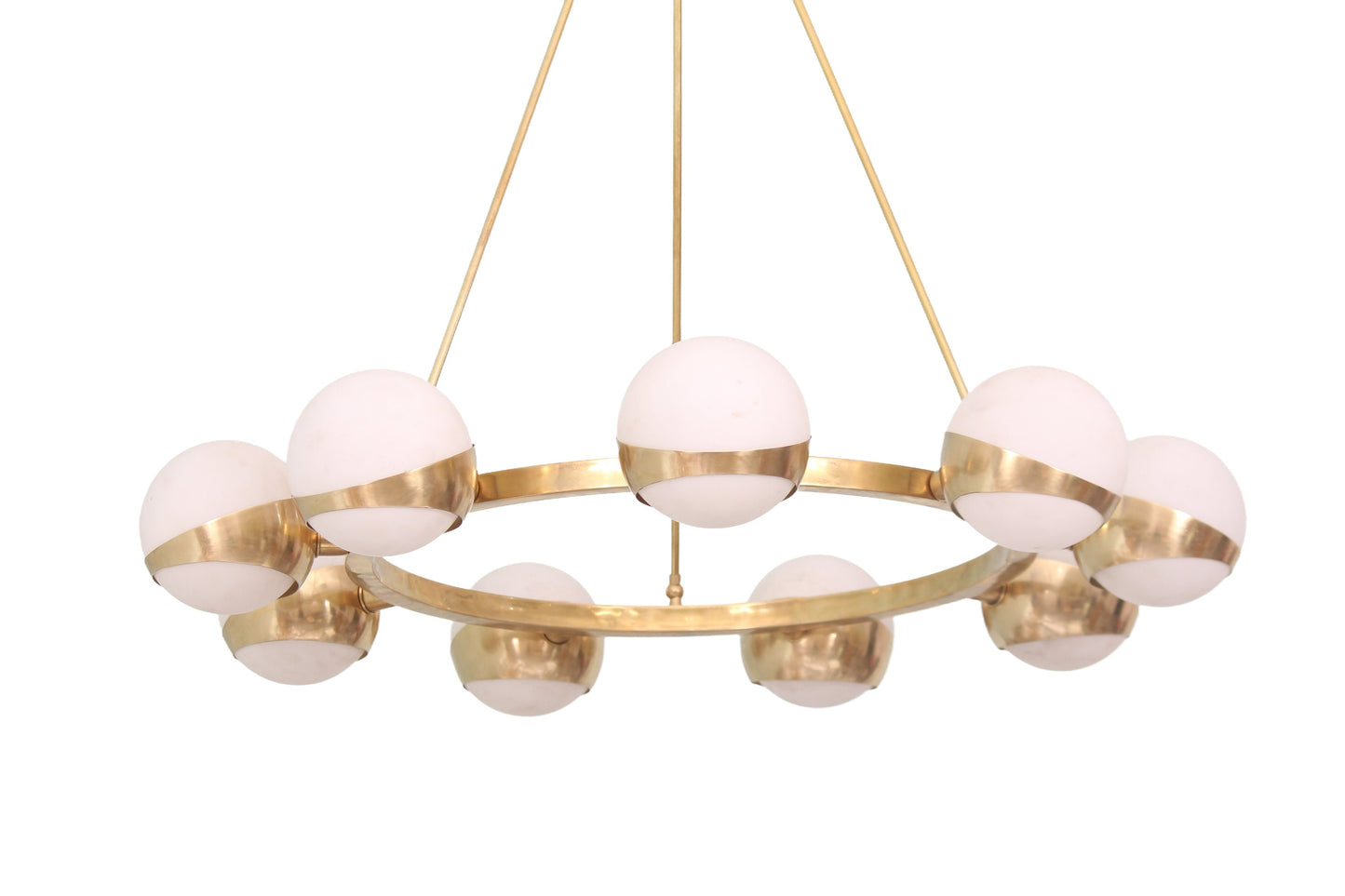 9 Light Circle Cut Shade Globe Pendant Mid Century Brass Sputnik chandelier light Fixture