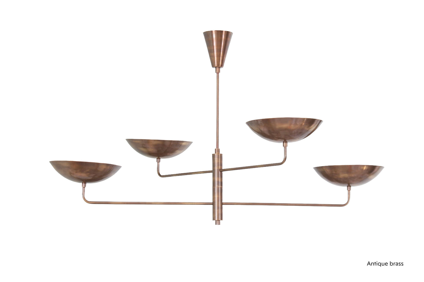 4 Light Curved Pendant Mid Century Modern Raw Brass Sputnik chandelier light Fixture