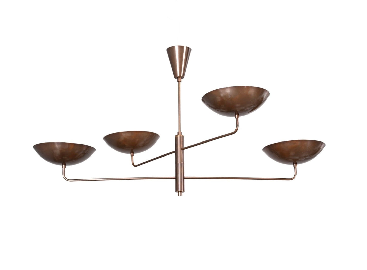 4 Light Curved Pendant Mid Century Modern Raw Brass Sputnik chandelier light Fixture