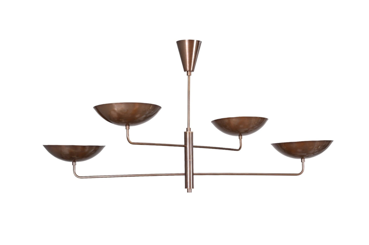 4 Light Curved Pendant Mid Century Modern Raw Brass Sputnik chandelier light Fixture