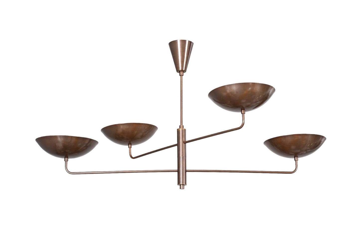 4 Light Curved Pendant Mid Century Modern Raw Brass Sputnik chandelier light Fixture