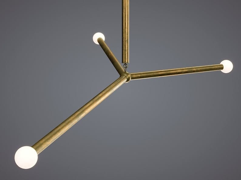 3 Light Mini Modern Brushed Brass Sputnik chandelier light Fixture