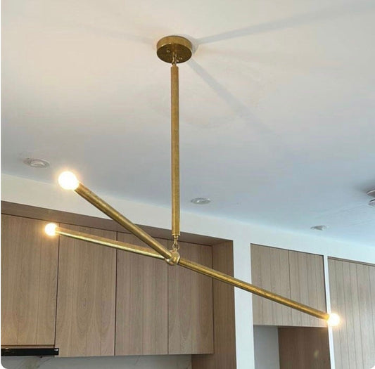 3 Light Mini Modern Brushed Brass Sputnik chandelier light Fixture